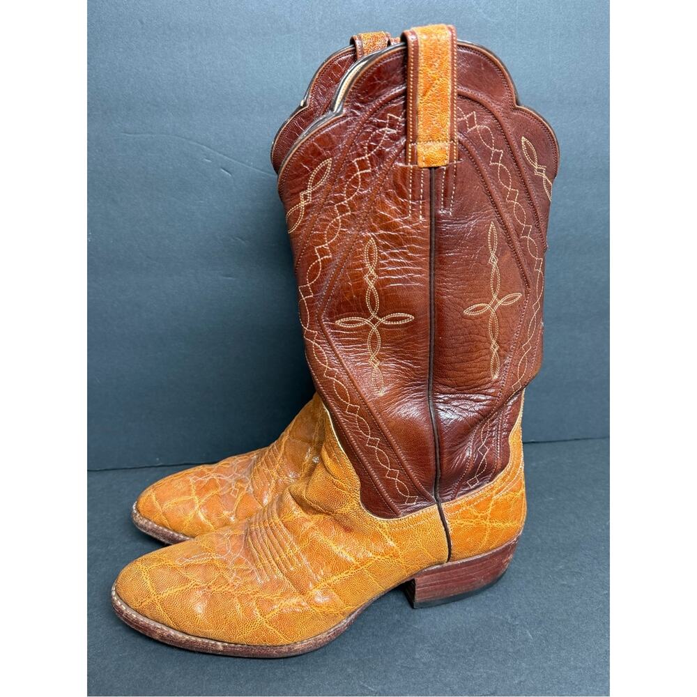 Custom Vintage Foley Cowboy Exotic Handmade Boots Immaculate 9.5D ELEPHANT PRINT